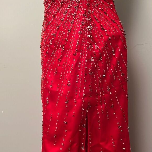 Alfred Angelo, Red Beaded Maxi Prom Dress - Picture 5 of 16